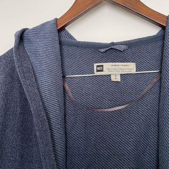 Mec Organic Cotton Blue Hooded Cardigan Size Small - Picture 2 of 5